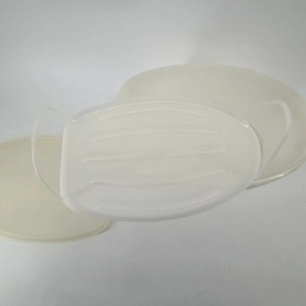 Vintage Tupperware Ham Keeper Oval Food Storage Container with Rack Almond 794